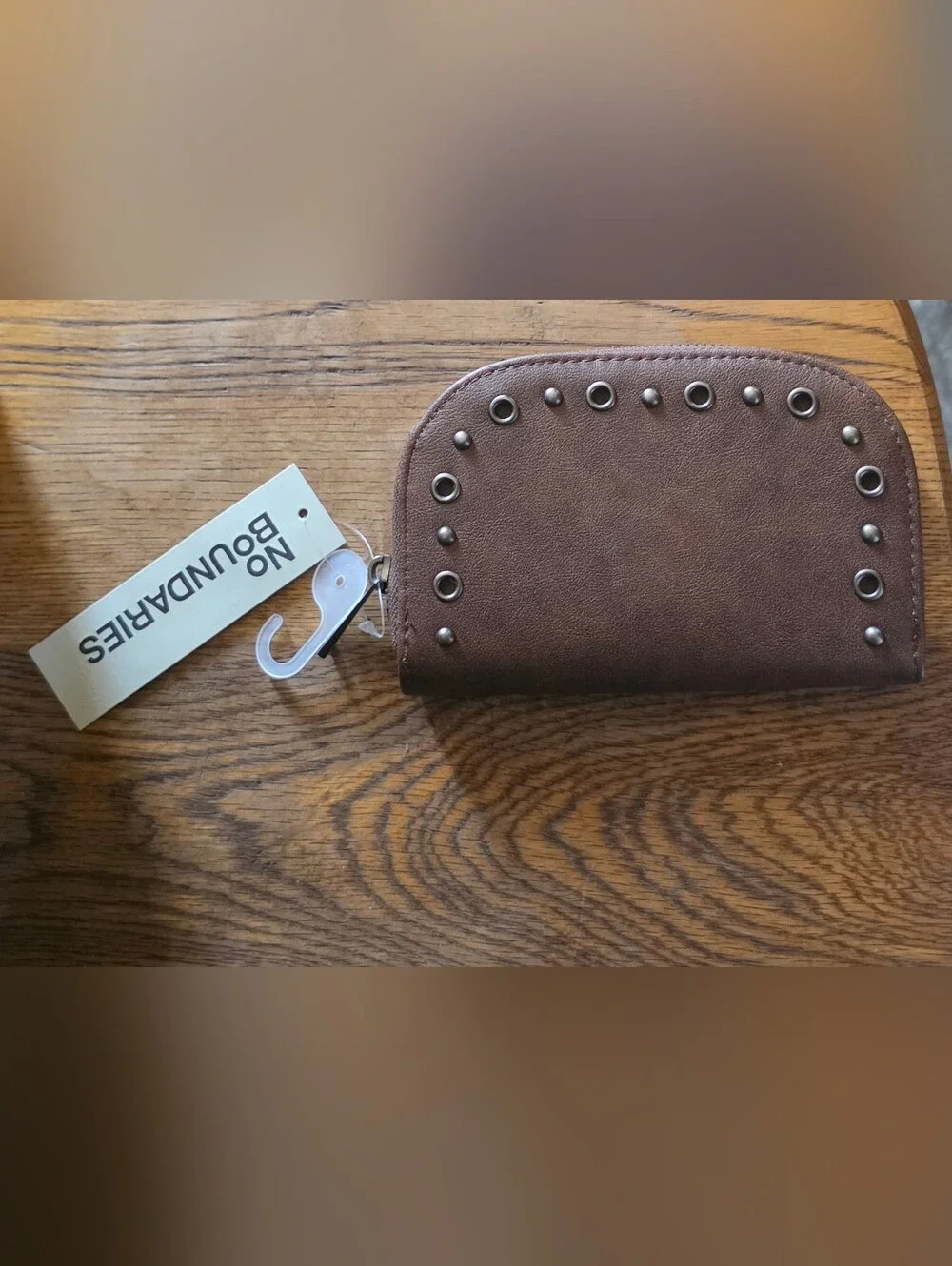 No Boundaries Women's Fashion Moto Rounded Wallet In Brown  NWT